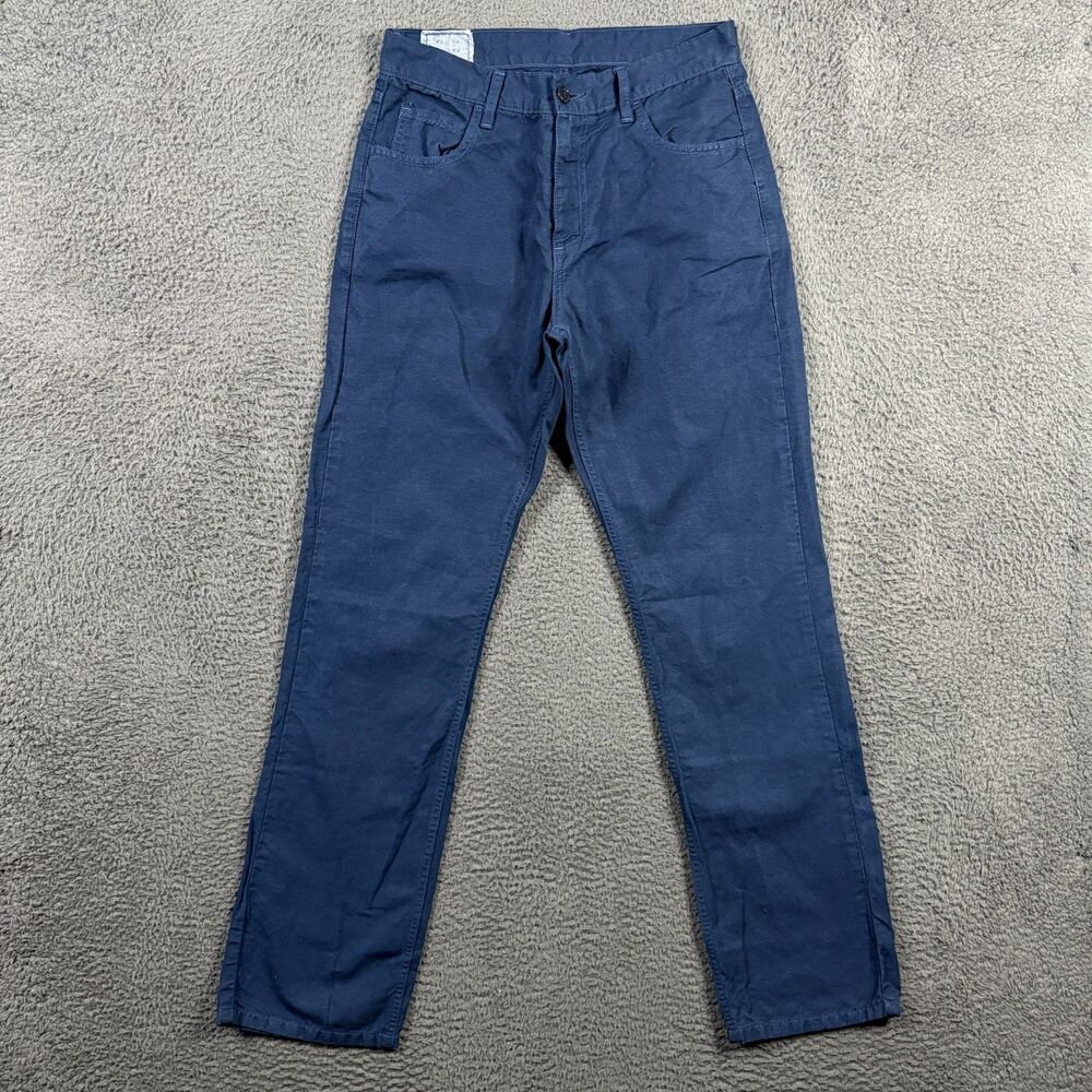 Billy Reid Pants Mens 31 (Fits 29x32) Blue MSL-ALA Slim Fit Linen Blend Chinos